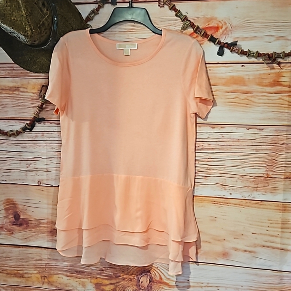 NWOT "MICHAEL KORS" LOVELY PEACH FRILLY HEM TOP! Medium